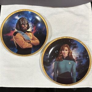 Star Trek TNG Lt Worf Dr Beverly Crusher Collector Plates Numbered